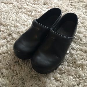 Black Leather Dansko Clogs